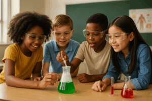 Another 4 kids doing a science experiment